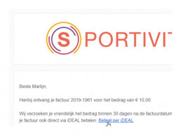 Sportivity financieel Herinneringen direct betalen